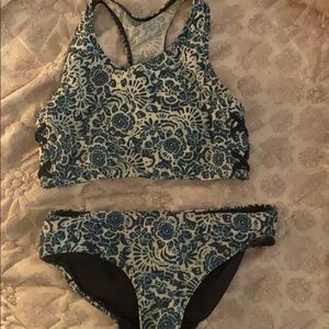 blue floral bikini set (top and bottom)